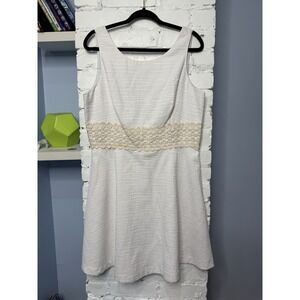 Donna Morgan Women's Sz 14 A-Line‎ White Sleeveless Lace Deco Dress